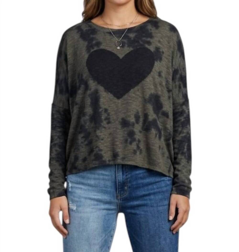 NEW STITCHDROP heart lightweight knit sweater in kelp